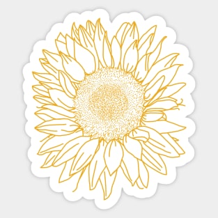 Sunflower Yellow Nature Line Drawing Sticker